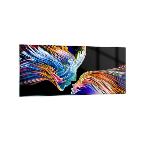 Obraz na szkle - Fuzja energii i światła - 120x50cm - Abstrakcja Twarz Kobiety Sztuka - Nowoczesny szklany obraz na ścianę do salonu do sypialni ARTTOR ARTTOR