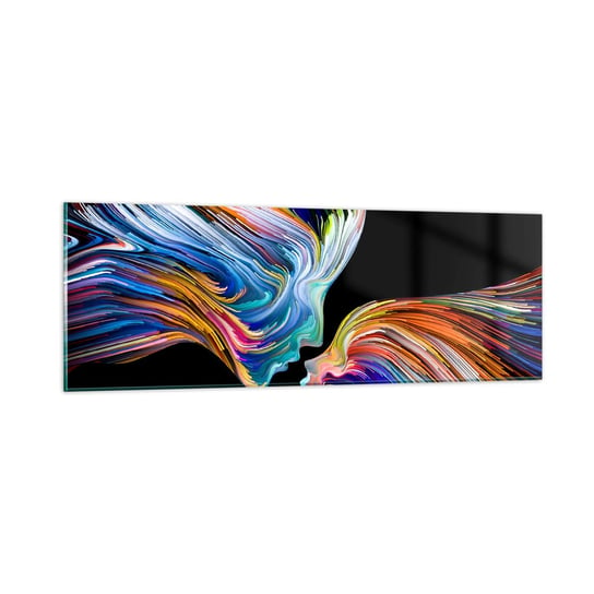 Obraz na szkle - Fuzja energii i światła - 90x30cm - Abstrakcja Twarz Kobiety Sztuka - Nowoczesny szklany obraz do salonu do sypialni ARTTOR ARTTOR