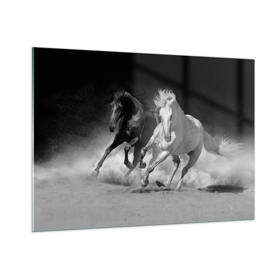 Obraz na szkle - Galop wolności - 100x70cm - Zwierzęta Koń Galop - Nowoczesny foto szklany obraz do salonu do sypialni ARTTOR ARTTOR