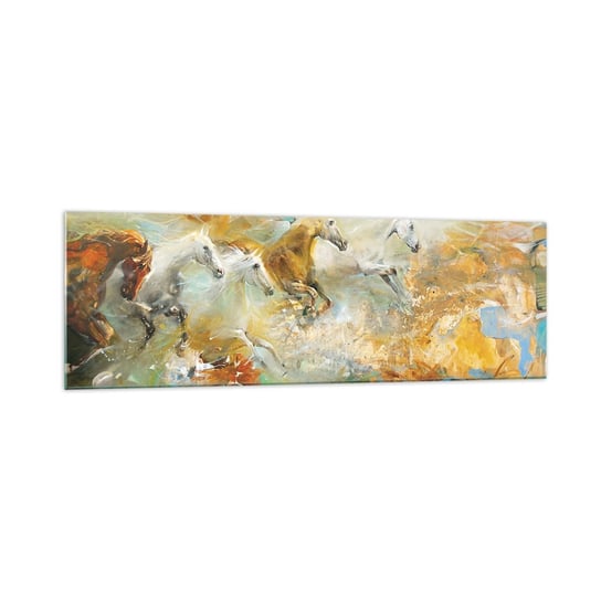 Obraz na szkle - Galopem przez światło - 160x50cm - Abstrakcja Konie Zwierzęta - Nowoczesny foto szklany obraz do salonu do sypialni ARTTOR ARTTOR