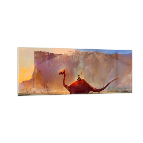 Obraz na szkle - Gdyby nie wyginęły - 140x50cm - Abstrakcja Dinozaur Fantasy - Nowoczesny szklany obraz do salonu do sypialni ARTTOR ARTTOR