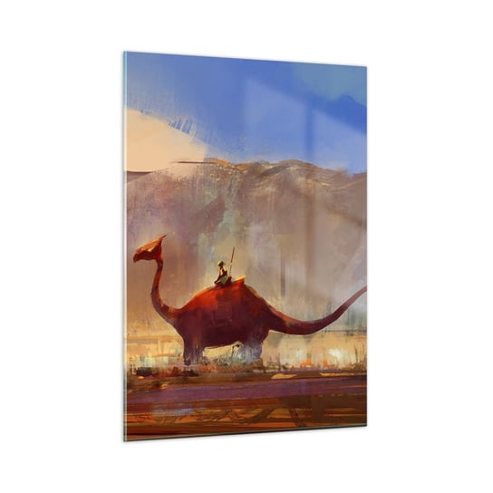 Obraz na szkle - Gdyby nie wyginęły - 50x70cm - Abstrakcja Dinozaur Fantasy - Nowoczesny szklany obraz do salonu do sypialni ARTTOR ARTTOR