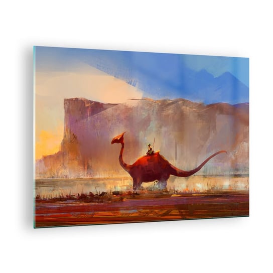 Obraz na szkle - Gdyby nie wyginęły - 70x50cm - Abstrakcja Dinozaur Fantasy - Nowoczesny szklany obraz do salonu do sypialni ARTTOR ARTTOR