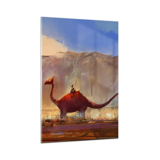 Obraz na szkle - Gdyby nie wyginęły - 80x120cm - Abstrakcja Dinozaur Fantasy - Nowoczesny szklany obraz na ścianę do salonu do sypialni ARTTOR ARTTOR