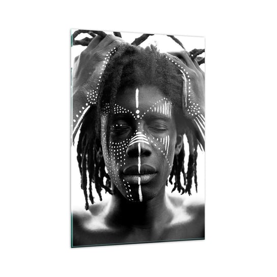 Obraz na szkle - Gdzie jesteś? - 80x120cm - Afryka Czarno-Biały Afroamerykanin - Nowoczesny szklany obraz na ścianę do salonu do sypialni ARTTOR ARTTOR