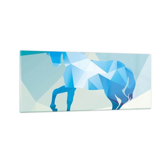 Obraz na szkle - Geometryczny koń w turkusie - 100x40cm - Zwierzęta Koń Figura Geometryczna - Nowoczesny foto szklany obraz do salonu do sypialni ARTTOR ARTTOR