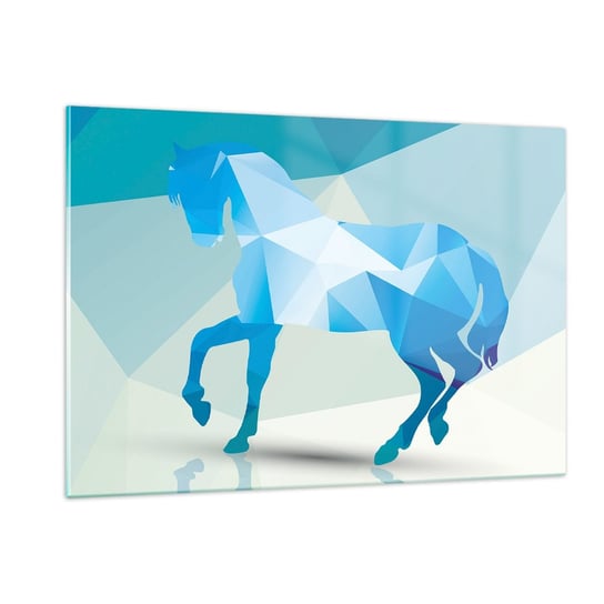 Obraz na szkle - Geometryczny koń w turkusie - 120x80cm - Zwierzęta Koń Figura Geometryczna - Nowoczesny szklany obraz na ścianę do salonu do sypialni ARTTOR ARTTOR