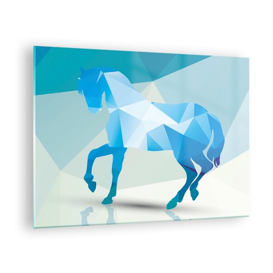 Obraz na szkle - Geometryczny koń w turkusie - 70x50cm - Zwierzęta Koń Figura Geometryczna - Nowoczesny szklany obraz do salonu do sypialni ARTTOR ARTTOR
