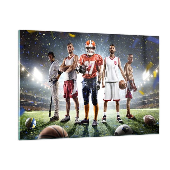 Obraz na szkle - Gladiatorzy boisk - 120x80cm - Sport Sportowiec Piłka Nożna - Nowoczesny szklany obraz na ścianę do salonu do sypialni ARTTOR ARTTOR