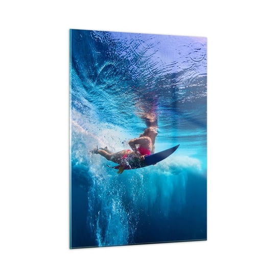 Obraz na szkle - Głębia radości - 50x70cm - Surfing Kobieta Sport - Nowoczesny szklany obraz do salonu do sypialni ARTTOR ARTTOR