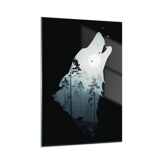 Obraz na szkle - Głos leśnej nocy - 50x70cm - Abstrakcja Niedźwiedź Jaskinia - Nowoczesny szklany obraz do salonu do sypialni ARTTOR ARTTOR