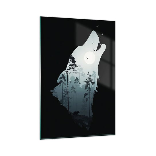 Obraz na szkle - Głos leśnej nocy - 80x120cm - Abstrakcja Niedźwiedź Jaskinia - Nowoczesny szklany obraz na ścianę do salonu do sypialni ARTTOR ARTTOR