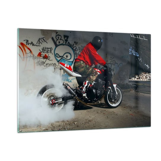Obraz na szkle - Goń mnie! - 120x80cm - Motoryzacja Motocykl Graffiti - Nowoczesny szklany obraz na ścianę do salonu do sypialni ARTTOR ARTTOR