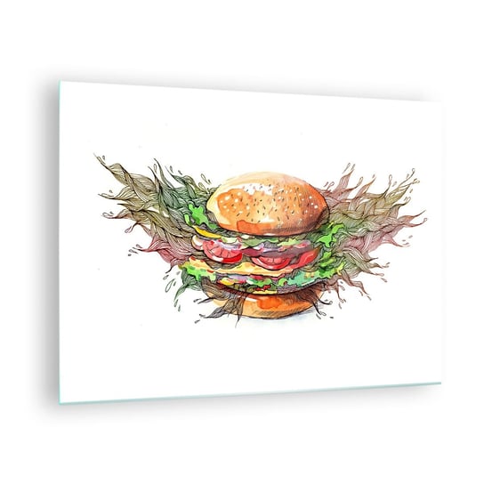 Obraz na szkle - Gorąca pokusa - 70x50cm - Gastronomia Hamburger Kulinaria - Nowoczesny szklany obraz do salonu do sypialni ARTTOR ARTTOR