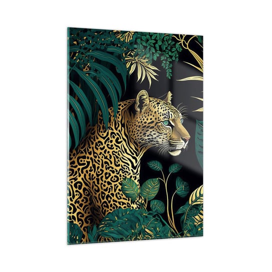 Obraz na szkle - Gospodarz w dżungli - 50x70cm - Lampart Dżungla Tropikalny - Nowoczesny szklany obraz do salonu do sypialni ARTTOR ARTTOR