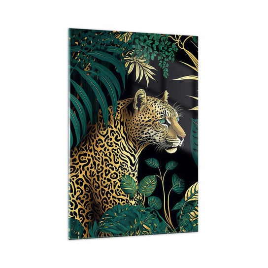 Obraz na szkle - Gospodarz w dżungli - 70x100cm - Lampart Dżungla Tropikalny - Nowoczesny foto szklany obraz do salonu do sypialni ARTTOR ARTTOR