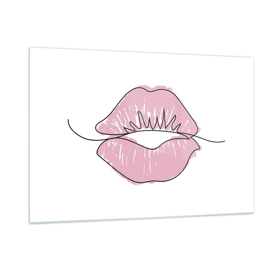 Obraz na szkle - Gotowy do pocałunku? - 120x80cm - Grafika Różowe Usta Sztuka - Nowoczesny szklany obraz na ścianę do salonu do sypialni ARTTOR ARTTOR