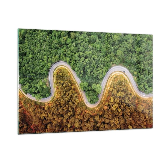Obraz na szkle - Granice i przełomy - 120x80cm - Krajobraz Droga Samochodowa Las - Nowoczesny szklany obraz na ścianę do salonu do sypialni ARTTOR ARTTOR