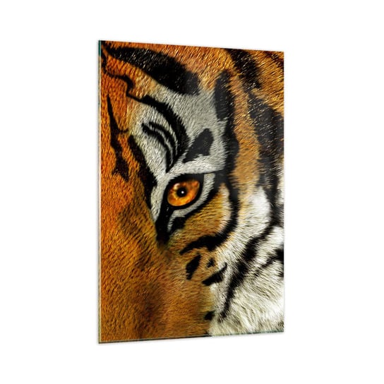 Obraz na szkle - Groźny i piękny - 80x120cm - Zwierzęta Tygrys Afryka - Nowoczesny szklany obraz na ścianę do salonu do sypialni ARTTOR ARTTOR