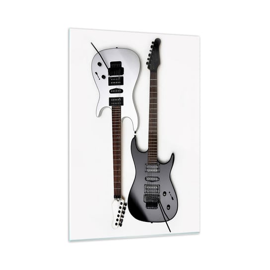 Obraz na szkle - Harmonia kształtów - 80x120cm - Muzyka Gitara Elektryczna Instrument Muzyczny - Nowoczesny szklany obraz na ścianę do salonu do sypialni ARTTOR ARTTOR