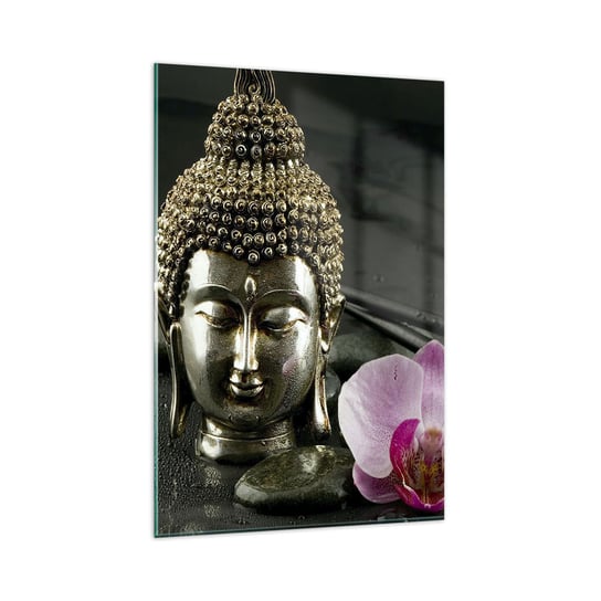 Obraz na szkle - Harmonia mądrości i piękna - 80x120cm - Budda Religia Wiara - Nowoczesny szklany obraz na ścianę do salonu do sypialni ARTTOR ARTTOR