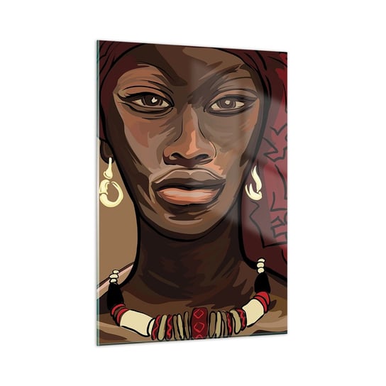 Obraz na szkle - Hebanowa Wenus - 50x70cm - Kobieta Afryka Kultura - Nowoczesny szklany obraz do salonu do sypialni ARTTOR ARTTOR