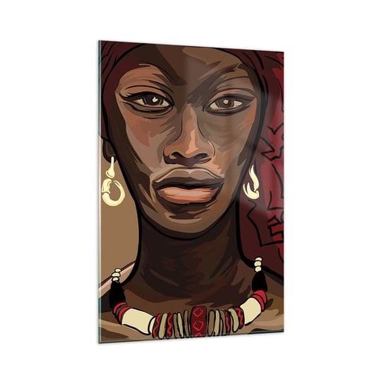 Obraz na szkle - Hebanowa Wenus - 80x120cm - Kobieta Afryka Kultura - Nowoczesny szklany obraz na ścianę do salonu do sypialni ARTTOR ARTTOR