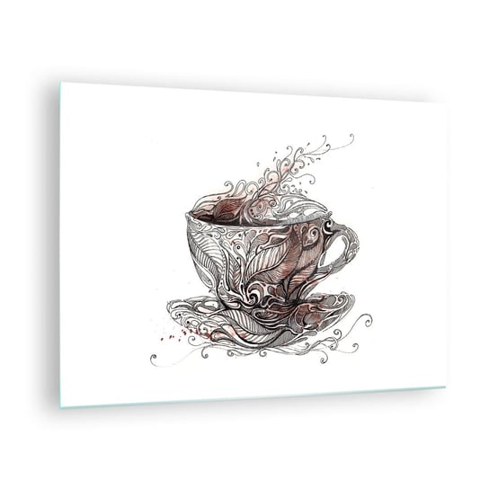 Obraz na szkle - Herbata dobra na wszystko - 70x50cm - Abstrakcja Filiżanka Espresso - Nowoczesny szklany obraz do salonu do sypialni ARTTOR ARTTOR