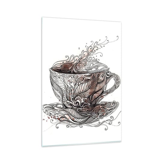 Obraz na szkle - Herbata dobra na wszystko - 80x120cm - Abstrakcja Filiżanka Espresso - Nowoczesny szklany obraz na ścianę do salonu do sypialni ARTTOR ARTTOR