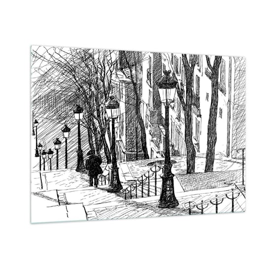 Obraz na szkle - Historia miłosna czy opowieśc grozy? - 100x70cm - Montmartre Architektura Paryż - Nowoczesny foto szklany obraz do salonu do sypialni ARTTOR ARTTOR