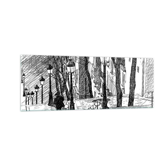 Obraz na szkle - Historia miłosna czy opowieśc grozy? - 140x50cm - Montmartre Architektura Paryż - Nowoczesny szklany obraz do salonu do sypialni ARTTOR ARTTOR
