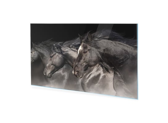 Obraz Na Szkle Homeprint Czarne Galopujące Konie 140X70 Cm HOMEPRINT