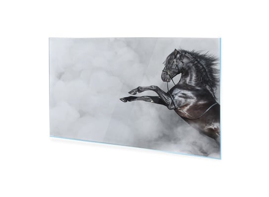 Obraz Na Szkle Homeprint Czarny Koń W Dymie 120X60 Cm HOMEPRINT