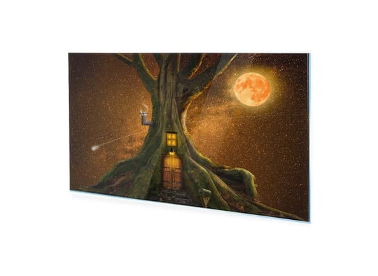 Obraz Na Szkle Homeprint Duże Drzewo Z Domem W Środku 100X50 Cm HOMEPRINT