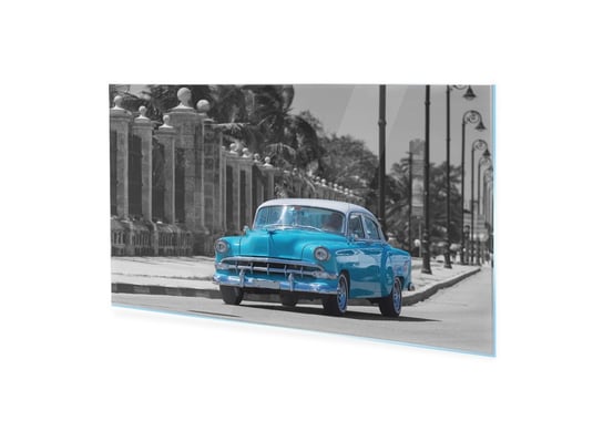 Obraz Na Szkle Homeprint Niebieski Klasyczny Samochód 120X60 Cm HOMEPRINT