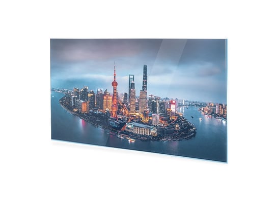 Obraz Na Szkle Homeprint Panorama Szanghaju W Nocy 125X50 Cm HOMEPRINT