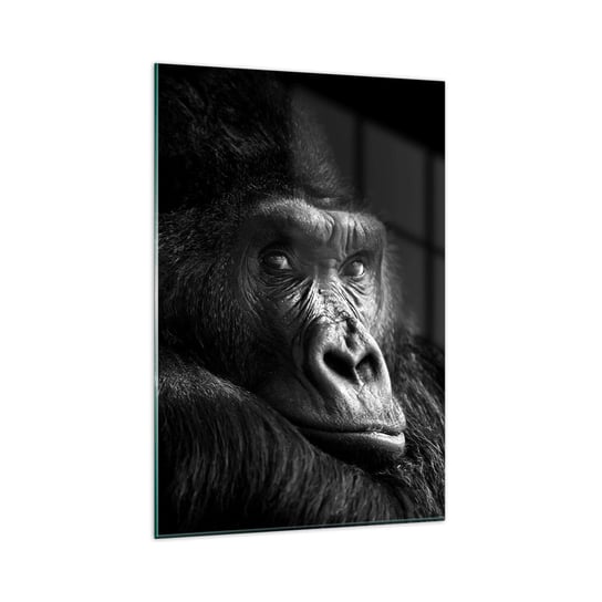 Obraz na szkle - I co się patrzysz? - 80x120cm - Małpa Goryl Zwierzęta - Nowoczesny szklany obraz na ścianę do salonu do sypialni ARTTOR ARTTOR