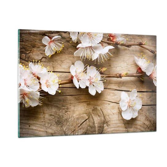 Obraz na szkle - I stała się wiosna - 120x80cm - Kwiaty Gałązka Z Kwiatami Natura - Nowoczesny szklany obraz na ścianę do salonu do sypialni ARTTOR ARTTOR