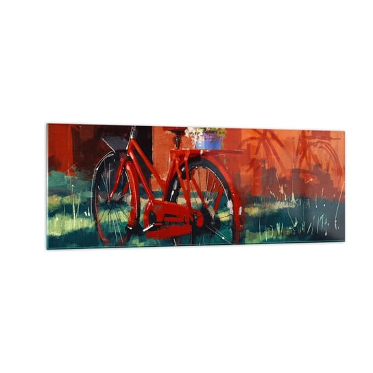 Obraz na szkle - I want to ride my bicycle - 140x50cm - Rower Vintage Kwiaty W Doniczce Podróż - Nowoczesny szklany obraz do salonu do sypialni ARTTOR ARTTOR