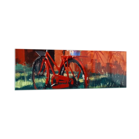 Obraz na szkle - I want to ride my bicycle - 160x50cm - Rower Vintage Kwiaty W Doniczce Podróż - Nowoczesny foto szklany obraz do salonu do sypialni ARTTOR ARTTOR