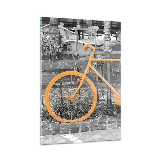 Obraz na szkle - Idź, ja tu poczekam - 50x70cm - Rower Vintage Miasto Podróże - Nowoczesny szklany obraz do salonu do sypialni ARTTOR ARTTOR