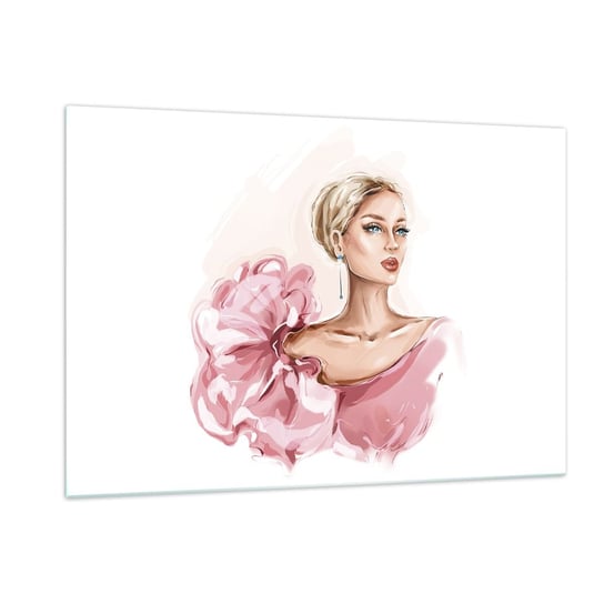 Obraz na szkle - Jak  malowana… - 120x80cm - Kobieta Moda Grafika - Nowoczesny szklany obraz na ścianę do salonu do sypialni ARTTOR ARTTOR