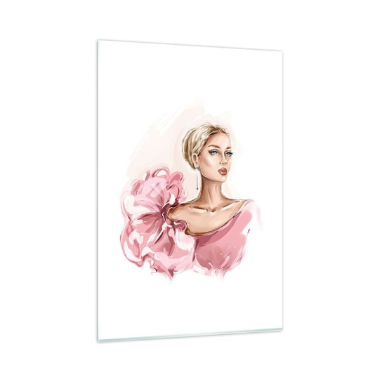 Obraz na szkle - Jak  malowana… - 80x120cm - Kobieta Moda Grafika - Nowoczesny szklany obraz na ścianę do salonu do sypialni ARTTOR ARTTOR