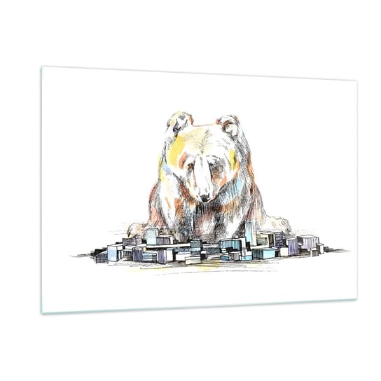 Obraz na szkle - Jak można tak żyć? - 120x80cm - Zwierzęta Niedźwiedź Grafika - Nowoczesny szklany obraz na ścianę do salonu do sypialni ARTTOR ARTTOR
