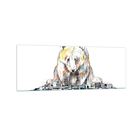 Obraz na szkle - Jak można tak żyć? - 140x50cm - Zwierzęta Niedźwiedź Grafika - Nowoczesny szklany obraz do salonu do sypialni ARTTOR ARTTOR