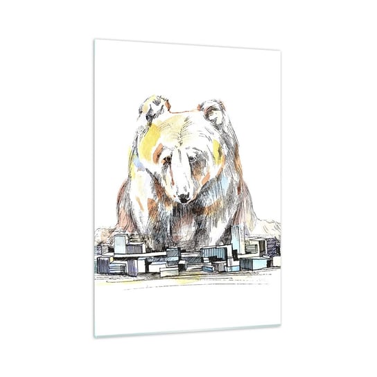 Obraz na szkle - Jak można tak żyć? - 50x70cm - Zwierzęta Niedźwiedź Grafika - Nowoczesny szklany obraz do salonu do sypialni ARTTOR ARTTOR