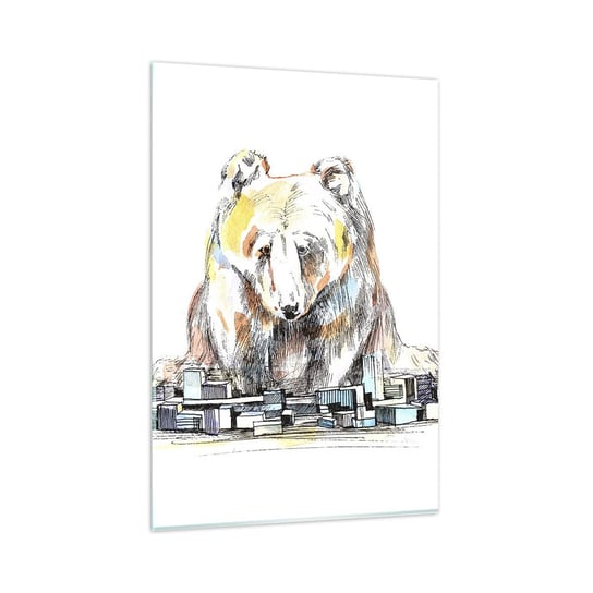 Obraz na szkle - Jak można tak żyć? - 80x120cm - Zwierzęta Niedźwiedź Grafika - Nowoczesny szklany obraz na ścianę do salonu do sypialni ARTTOR ARTTOR