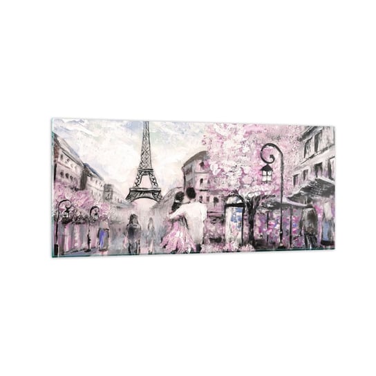 Obraz na szkle - Jak zakochac się, to tylko w… - 120x50cm - Miasto Wieża Eiffla Paryż - Nowoczesny szklany obraz na ścianę do salonu do sypialni ARTTOR ARTTOR