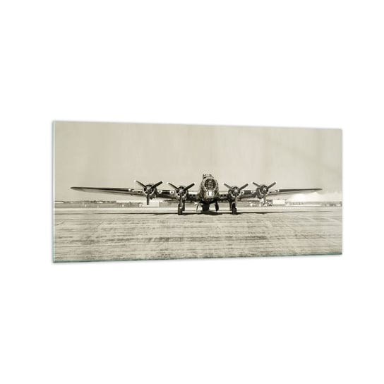 Obraz na szkle - Jak zawsze gotowy - 120x50cm - Samolot Wojskowy Lotnisko Bombowiec - Nowoczesny szklany obraz na ścianę do salonu do sypialni ARTTOR ARTTOR