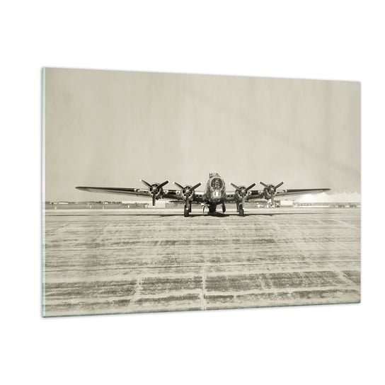 Obraz na szkle - Jak zawsze gotowy - 120x80cm - Samolot Wojskowy Lotnisko Bombowiec - Nowoczesny szklany obraz na ścianę do salonu do sypialni ARTTOR ARTTOR